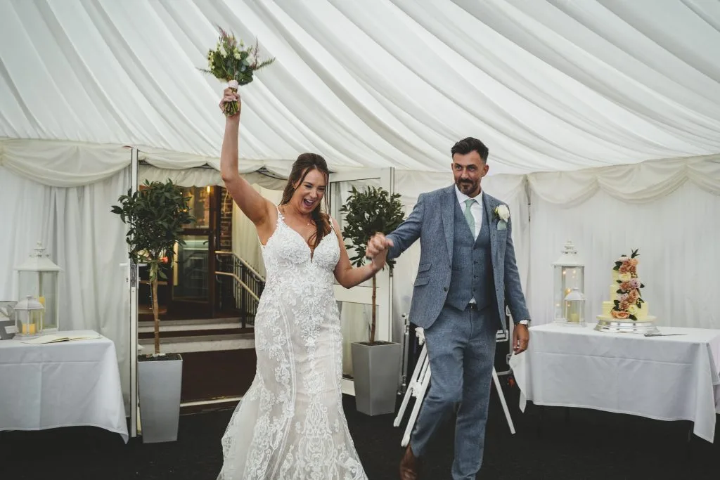 Newly married couple dancing at wedding reception in Shropshire inside The Shropshire’s elegant wedding venue