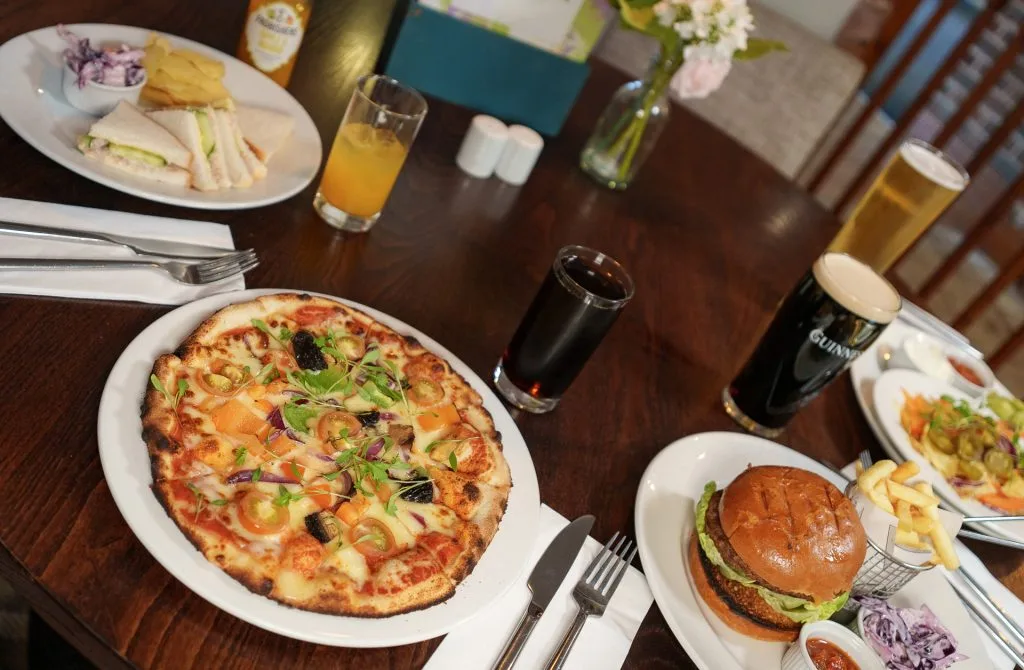 Plates of freshly prepared food on a table at The Shropshire Golf Club in Telford, perfect for events, golf days, and dining at the clubhouse restaurant